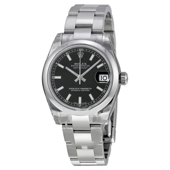 Bracelets JMS always Original Rolex Datejust Lady 31 Black Dial Stainless Steel Oyster Bracelet Automatic Watch 178240BKSO