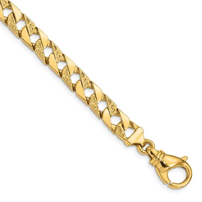 Bracelets Solid 14K Yellow Gold 8 inch 75mm Hand Polished Fancy Link with Fancy Lobster Clasp Bracelet MDS
