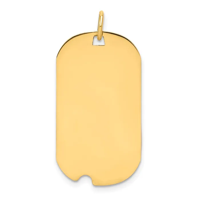 Charm Necklaces 14k Yellow Gold Plain 009 Gauge Engraveable Dog Tag wNotch Disc Charm Goldia