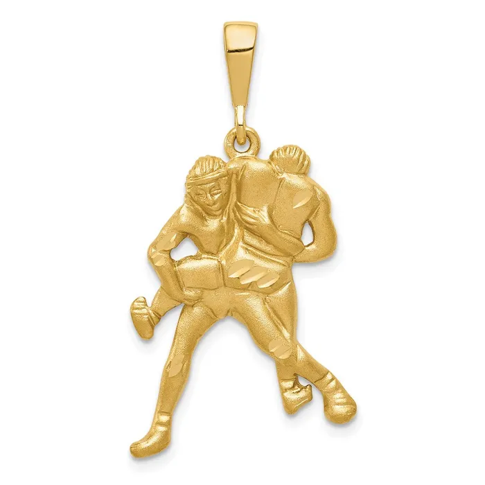 Charm Necklaces Goldia 14k Yellow Gold Satin and Diamondcut Wrestlers Charm