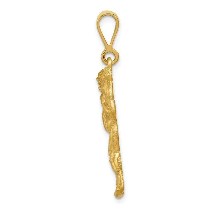 Charm Necklaces Goldia 14k Yellow Gold Satin and Diamondcut Wrestlers Charm