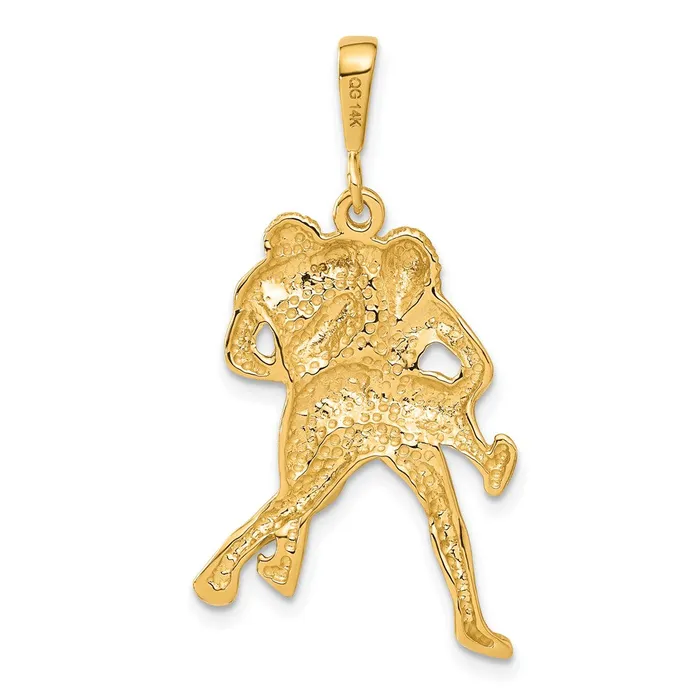 Charm Necklaces Goldia 14k Yellow Gold Satin and Diamondcut Wrestlers Charm