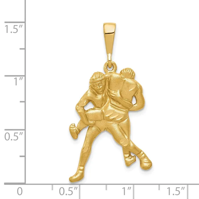 Charm Necklaces Goldia 14k Yellow Gold Satin and Diamondcut Wrestlers Charm