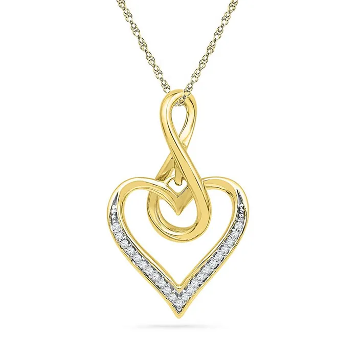 gndatlanta Necklaces 10k Yellow Gold Round Diamond Infinity Heart Pendant 120 Cttw gndatlanta Necklaces 10k Yellow Gold Round Diamond Infinity Heart Pendant 120 Cttw