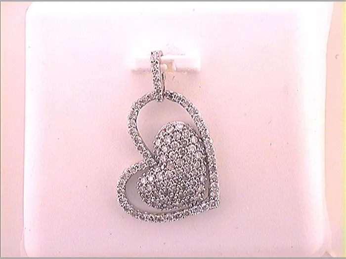 gndatlanta Necklaces 14k White Gold Round Diamond Fashion Heart Pendant 58 Cttw