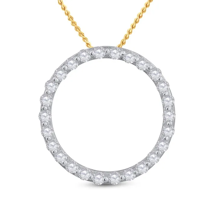 gndatlanta Necklaces 14k Yellow Gold Round Diamond Circle Outline Pendant 12 Cttw gndatlanta Necklaces 14k Yellow Gold Round Diamond Circle Outline Pendant 12 Cttw