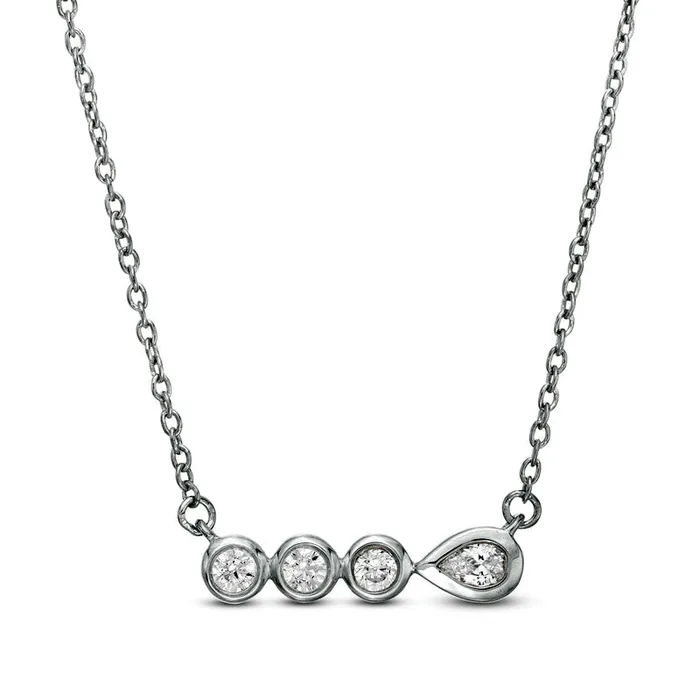 Goldia 017 CT TW PearShaped Natural Diamond BezelSet Necklace in 10K White Gold Necklaces Goldia 017 CT TW PearShaped Natural Diamond BezelSet Necklace in 10K White Gold Necklaces