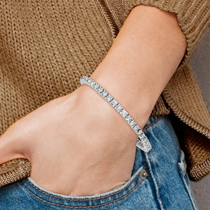 Goldia 14k White Gold 5 78 Ct Lab Grown Diamond VSSI G Round Tennis Bracelet Bracelets