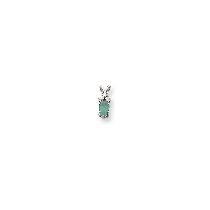 Goldia 14k White Gold 6x4mm Oval Emerald AAA Real Diamond pendant Necklaces Goldia 14k White Gold 6x4mm Oval Emerald AAA Real Diamond pendant Necklaces
