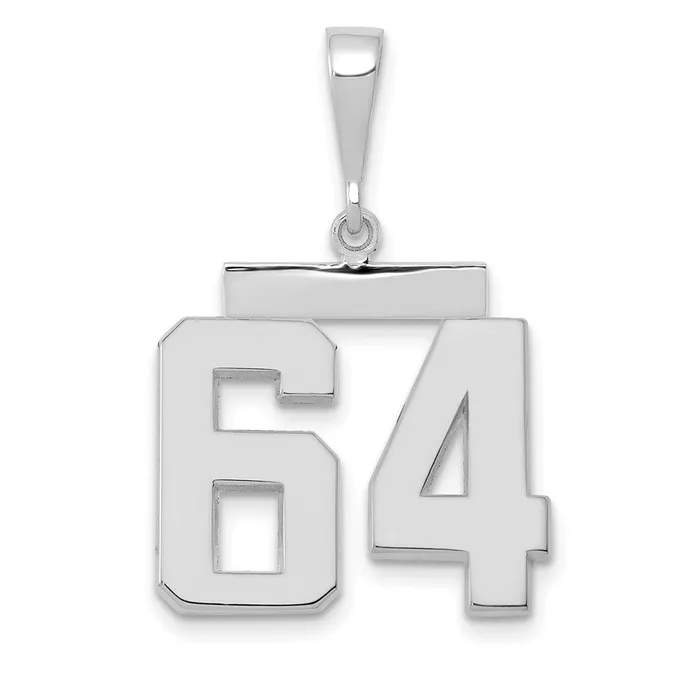 Goldia Charm Necklaces 14k White Goldw Medium Polished Number 64 Charm