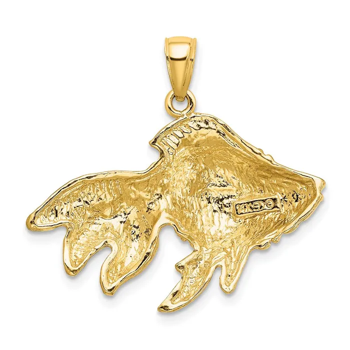 Goldia Charm Necklaces 14k Yellow Gold 2D Engraved Striped Fish Charm