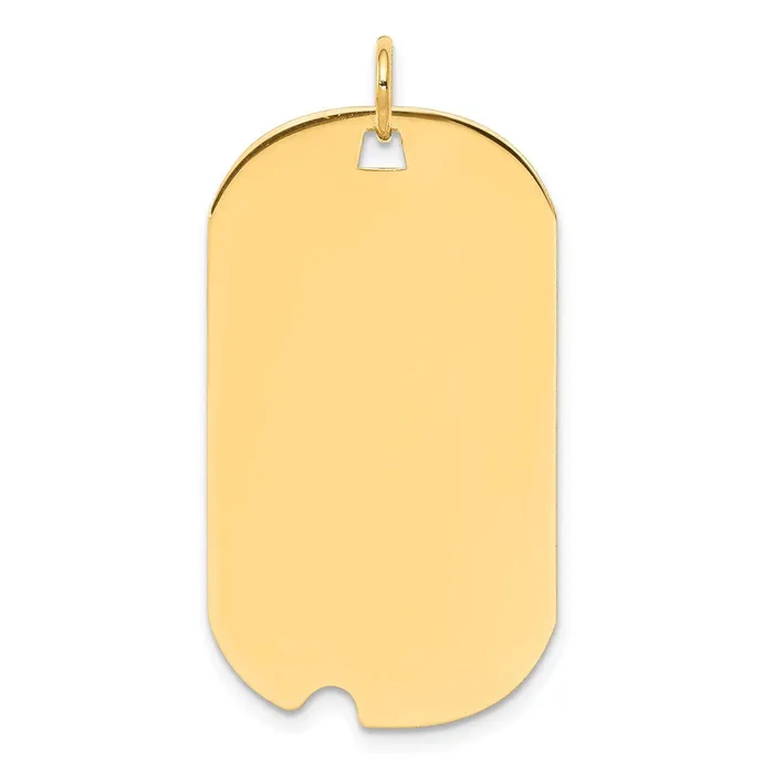 Goldia Charm Necklaces 14k Yellow Gold Plain 027 Gauge Engravable Dog Tag wNotch Disc Charm