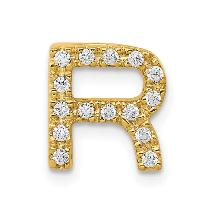Goldia Charm Necklaces 14K Yellow Gold Real Diamond Letter R Initial Charm