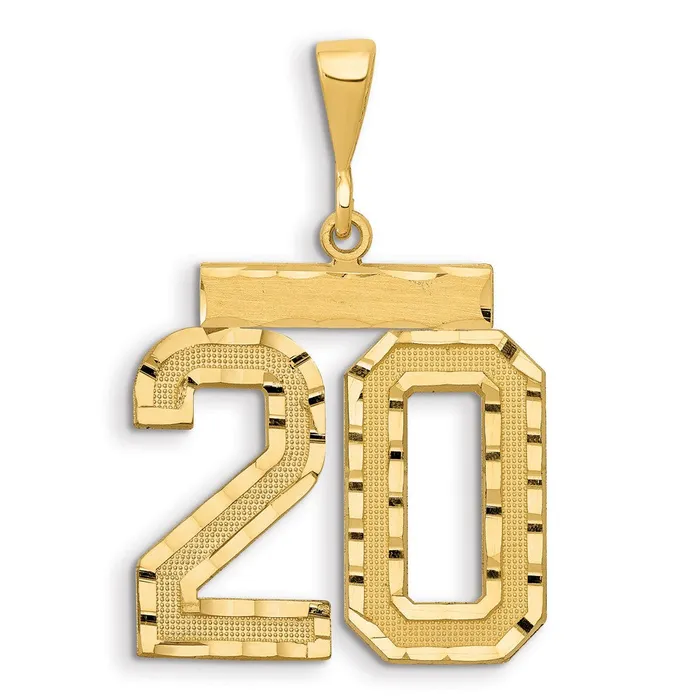 Goldia Charm Necklaces 14k Yellow Gold Small Brushed Diamondcut Number 20 Charm