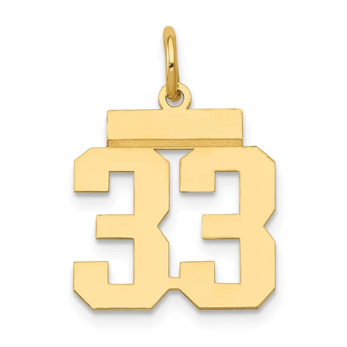 Goldia Charm Necklaces 14k Yellow Gold Small Polished Number 33 Charm