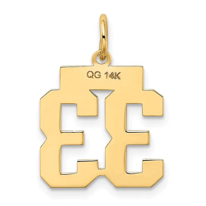 Goldia Charm Necklaces 14k Yellow Gold Small Polished Number 33 Charm