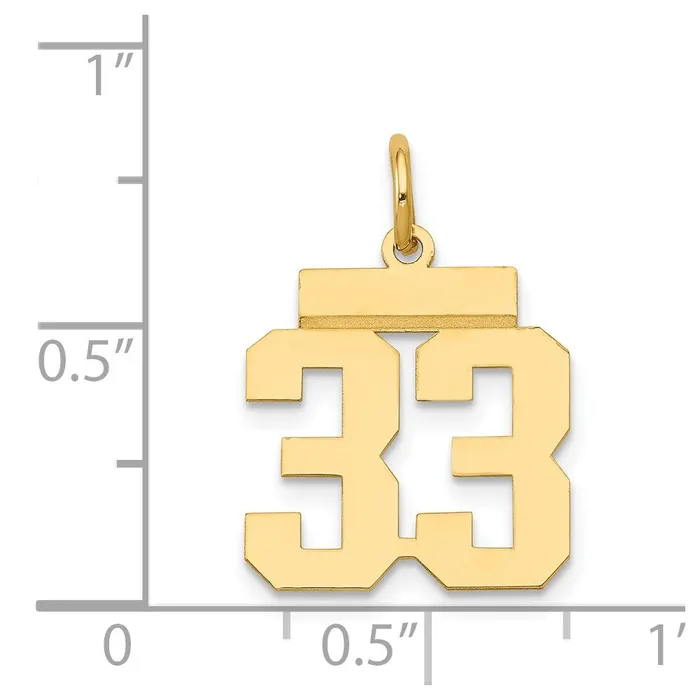 Goldia Charm Necklaces 14k Yellow Gold Small Polished Number 33 Charm