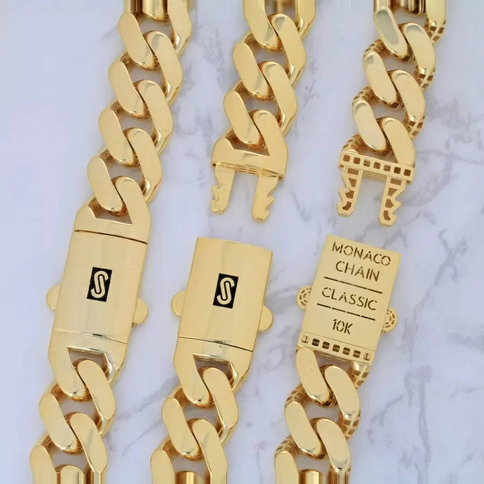 Goldiacom Necklaces 10K Yellow Gold Miami Cuban 75mm Royal Monaco Curb Link Chain Necklace 18 30