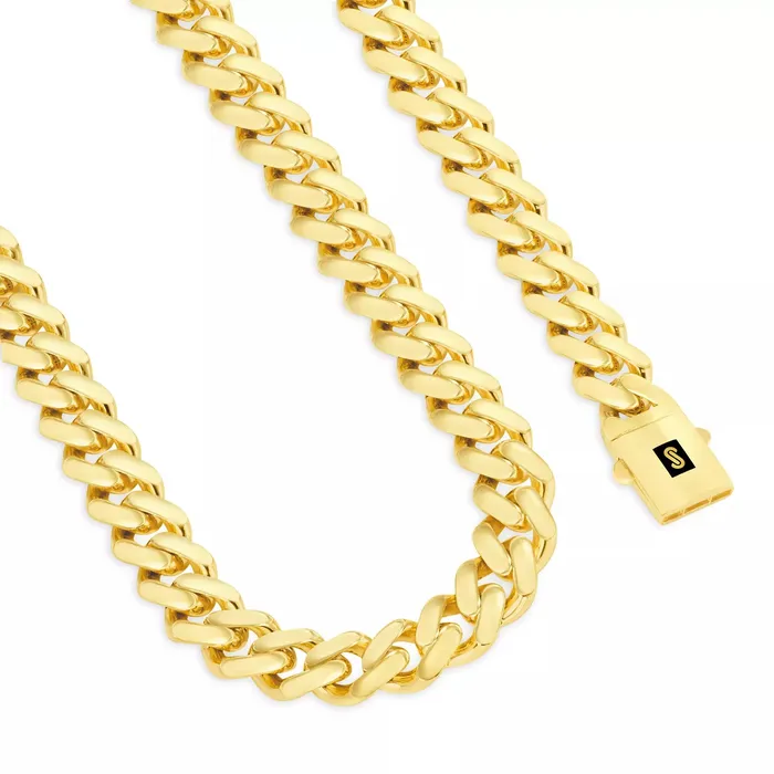 Goldiacom Necklaces 10K Yellow Gold Miami Cuban 75mm Royal Monaco Curb Link Chain Necklace 18 30