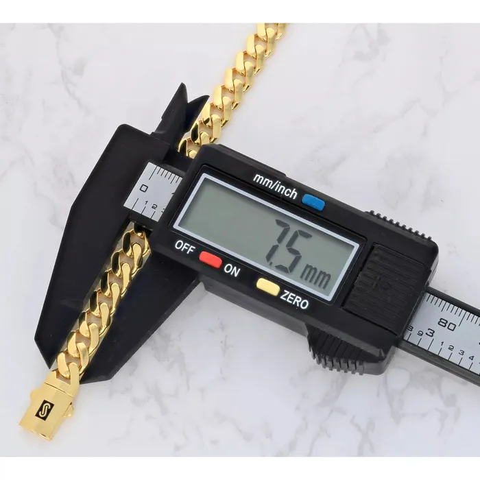 Goldiacom Necklaces 10K Yellow Gold Miami Cuban 75mm Royal Monaco Curb Link Chain Necklace 18 30