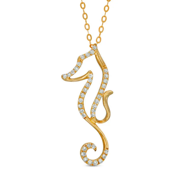Goldia Necklaces 01 CT TW Natural Diamond Seahorse Pendant in 10K Yellow Gold 17 Goldia Necklaces 01 CT TW Natural Diamond Seahorse Pendant in 10K Yellow Gold 17