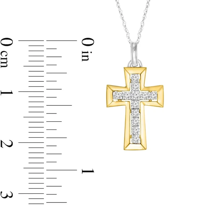 Goldia Necklaces 02 CT TW Natural Diamond Cross Pendant in 10K TwoTone Gold Goldia Necklaces 02 CT TW Natural Diamond Cross Pendant in 10K TwoTone Gold