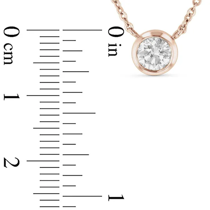 Goldia Necklaces 05 CT Natural Clarity Enhanced BezelSet Solitaire Necklace in 14K Rose Gold ISI2 Goldia Necklaces 05 CT Natural Clarity Enhanced BezelSet Solitaire Necklace in 14K Rose Gold ISI2