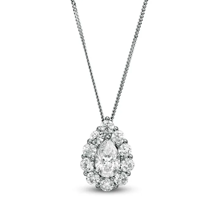 Goldia Necklaces 163 CT TW Certified PearShaped Natural Diamond Scallop Frame Pendant in 14K White Gold II1 Goldia Necklaces 163 CT TW Certified PearShaped Natural Diamond Scallop Frame Pendant in 14K White Gold II1