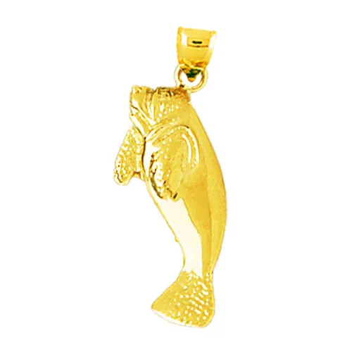 Goldia Necklaces 14K Gold 24MM Long Manatee Pendant