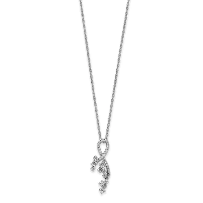 Goldia Necklaces 14k White Gold Fancy Florina Real Diamond Chain Slide Necklace Goldia Necklaces 14k White Gold Fancy Florina Real Diamond Chain Slide Necklace