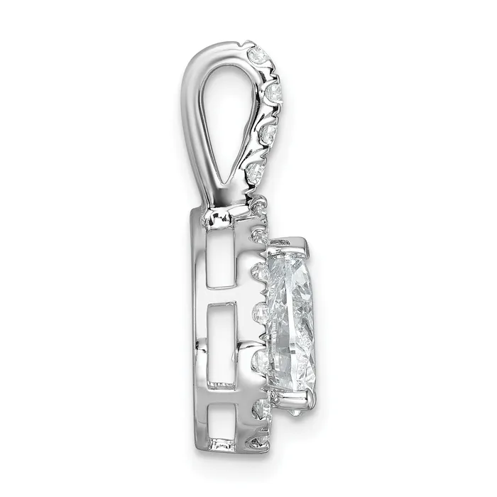 Goldia Necklaces 14K White Gold Lab Grown Diamond VSSI FGH Pear Halo Pendant