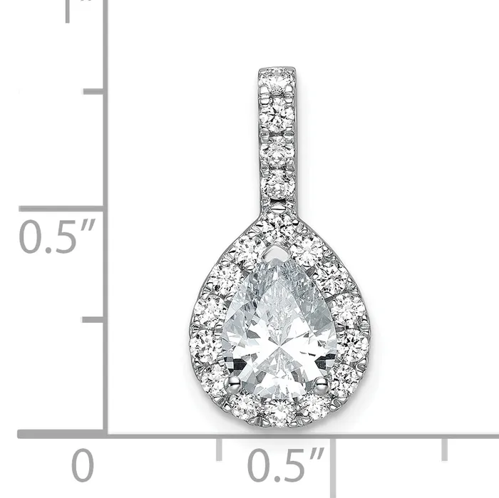 Goldia Necklaces 14K White Gold Lab Grown Diamond VSSI FGH Pear Halo Pendant