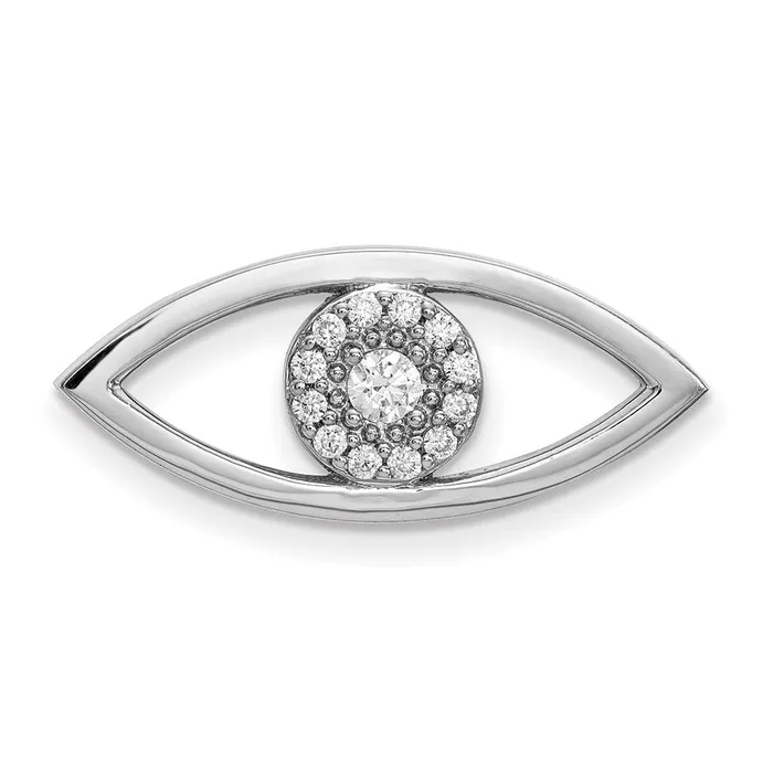Goldia Necklaces 14k White Gold Medium Real Diamond Evil Eye Pendant