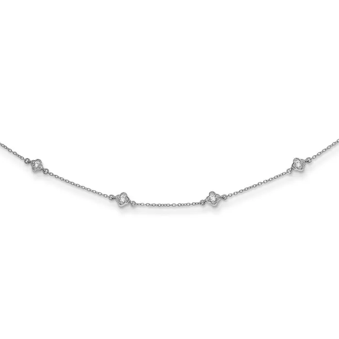 Goldia Necklaces 14k White Gold Real Diamond Multi Station Necklace