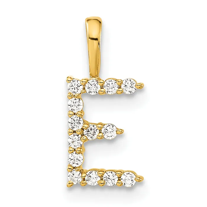 Goldia Necklaces 14k Yellow Gold 18 Ct Lab Grown Diamond VSSI G Letter E Initial Pendant Goldia Necklaces 14k Yellow Gold 18 Ct Lab Grown Diamond VSSI G Letter E Initial Pendant