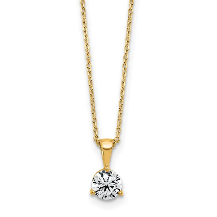 Goldia Necklaces 14k Yellow Gold 1 Ct Lab Grown Diamond VSSI G Three Prong 18 inch Solitare Pendant Necklace Goldia Necklaces 14k Yellow Gold 1 Ct Lab Grown Diamond VSSI G Three Prong 18 inch Solitare Pendant Necklace