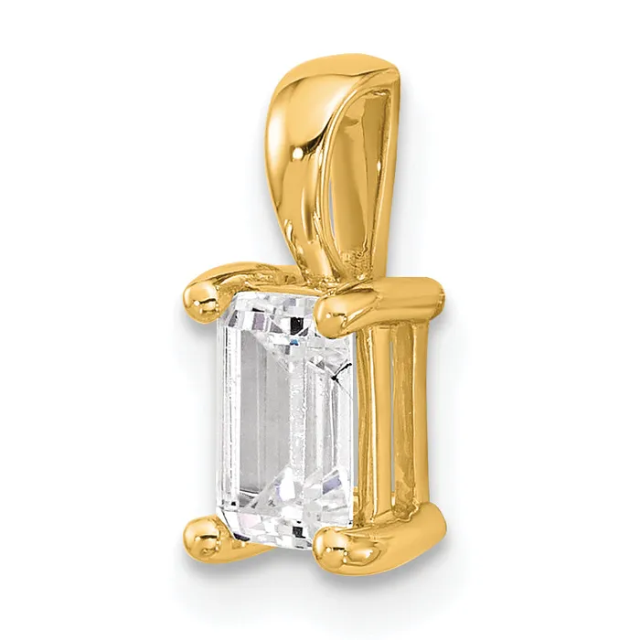 Goldia Necklaces 14k Yellow Gold 34 Ct Certified Lab Grown Diamond VSSI G Emerald Four Prong Pendant