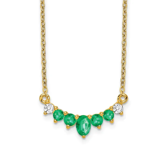 Goldia Necklaces 14K Yellow Gold Emerald and Real Diamond 18 inch Necklace Goldia Necklaces 14K Yellow Gold Emerald and Real Diamond 18 inch Necklace
