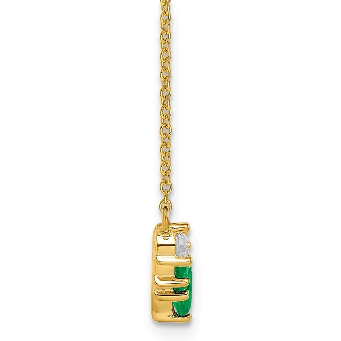 Goldia Necklaces 14K Yellow Gold Emerald and Real Diamond 18 inch Necklace