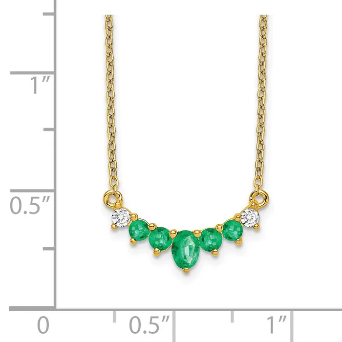 Goldia Necklaces 14K Yellow Gold Emerald and Real Diamond 18 inch Necklace