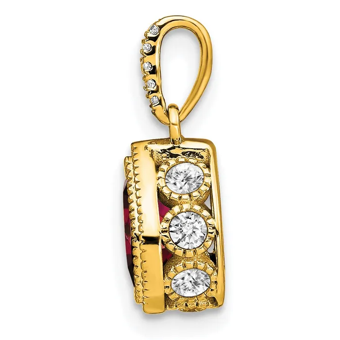 Goldia Necklaces 14K Yellow Gold Pear Garnet and Real Diamond Pendant