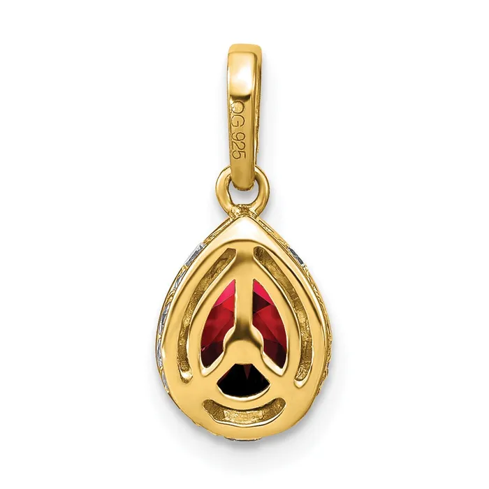 Goldia Necklaces 14K Yellow Gold Pear Garnet and Real Diamond Pendant