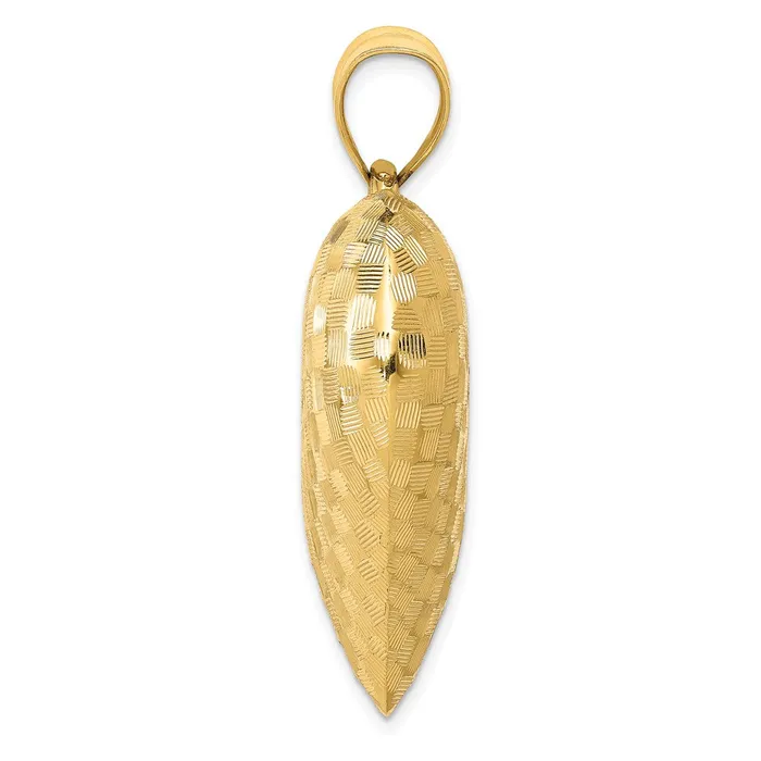 Goldia Necklaces 14k Yellow Gold Polished Basket Weave Pattern 3D Heart Pendant