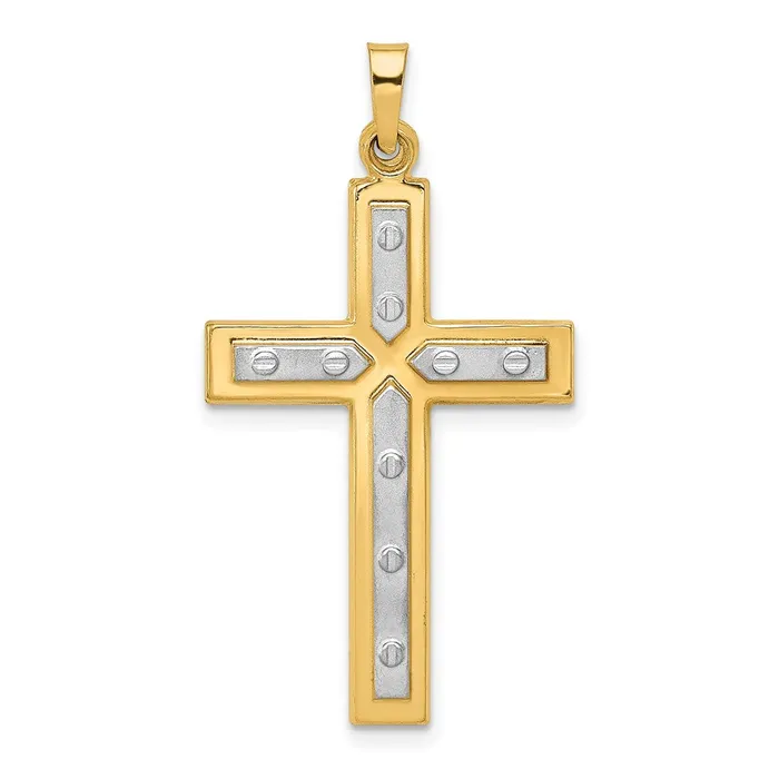 Goldia Necklaces 14k Yellow u0026 Rhodium Gold WRhodium Polished and Satin Cross Pendant Goldia Necklaces 14k Yellow u0026 Rhodium Gold WRhodium Polished and Satin Cross Pendant