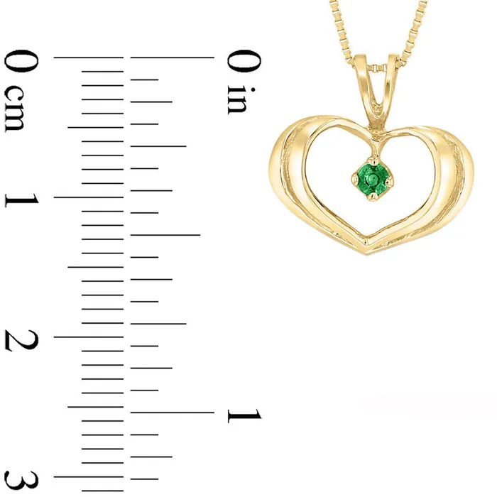 Goldia Necklaces Emerald Solitaire Heart Pendant in 14K Gold Goldia Necklaces Emerald Solitaire Heart Pendant in 14K Gold