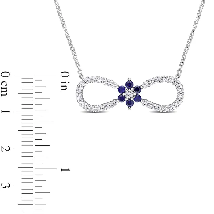 Goldia Necklaces LabCreated Blue and White Sapphire Infinity with Flower Necklace in Sterling Silver 17 Goldia Necklaces LabCreated Blue and White Sapphire Infinity with Flower Necklace in Sterling Silver 17