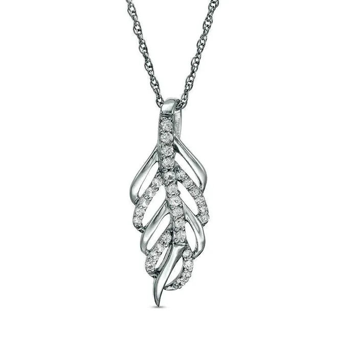Goldia Necklaces LabCreated White Sapphire Leaf Pendant in Sterling Silver