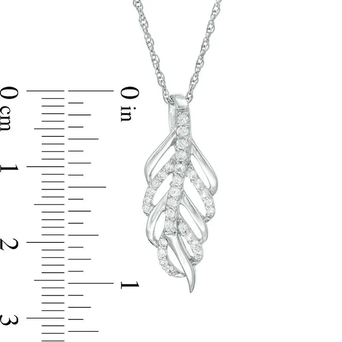 Goldia Necklaces LabCreated White Sapphire Leaf Pendant in Sterling Silver Goldia Necklaces LabCreated White Sapphire Leaf Pendant in Sterling Silver