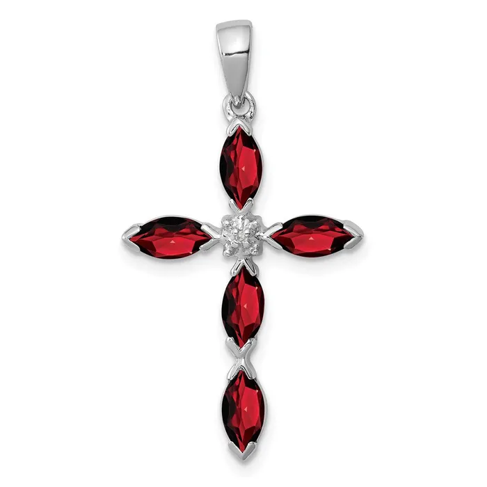 Goldia Necklaces Sterling Silver Rhodium Garnet u0026 Diamond Cross Pendant Goldia Necklaces Sterling Silver Rhodium Garnet u0026 Diamond Cross Pendant