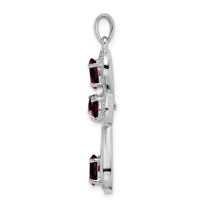 Goldia Necklaces Sterling Silver Rhodium Garnet u0026 Diamond Cross Pendant
